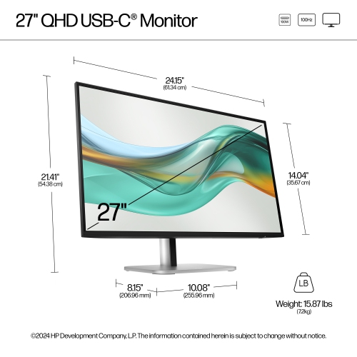 Moniteur WQHD LCD 5 ms 100 Hz 527 de 27 po série Pro 5 de HP - Noir jais