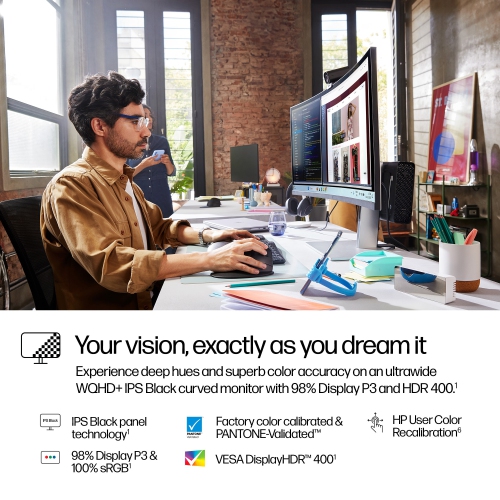 HP Series 7 Pro 738pu 37.5" 4K UHD 60Hz 5ms GTG Curved LCD Monitor - - Black