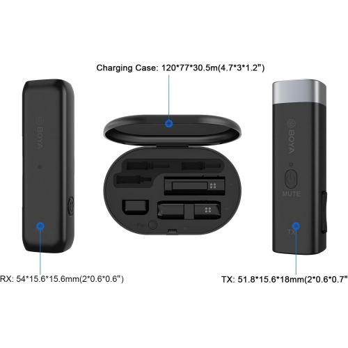 BOYA Microphone BY-WM3D, 2.4GHz Wireless Microphone Included with Lightning, 3.5mm TRS & TRRS adapters