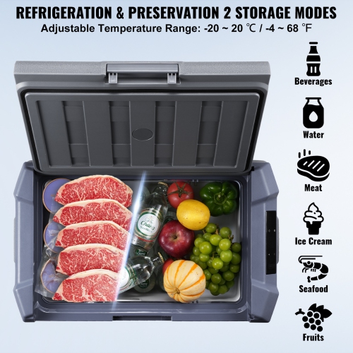 VEVOR Car Refrigerator, 12 Volt Car Refrigerator Fridge, 15 L Single Zone Portable Freezer, -4℉-68℉ Adjustable Range, 12/24V DC and 100-240V AC