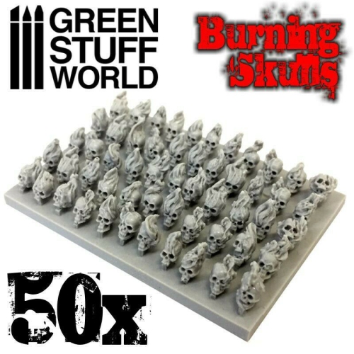 GREEN STUFF WORLD  Stuff World 50X Resin Burning Skulls New