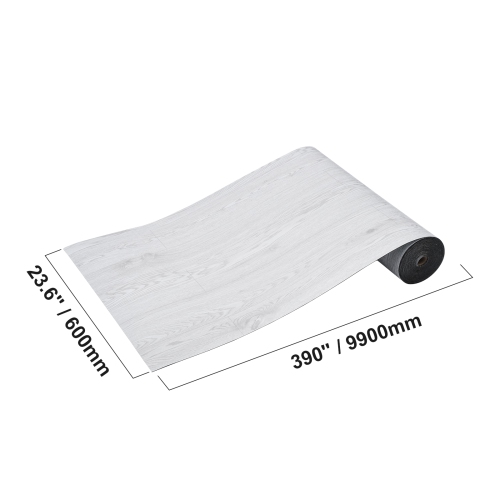 VEVOR 1.5mm Thick Self Adhesive Vinyl Floor Tiles, 390 x 23.6 inch Peel & Stick, Light Gray Wood Grain DIY Flooring