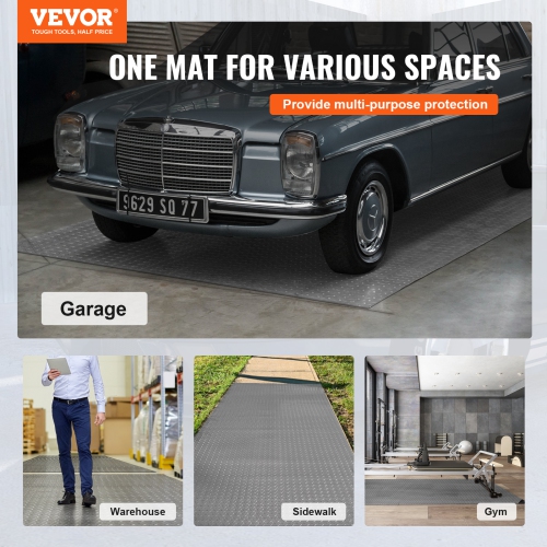 VEVOR Garage Floor Mat, 228.35 x 59.05 inch PVC Garage Flooring Roll, Non-slip Diamond Texture, 93.65 sq.ft Covering Space, Garage Mats for Under