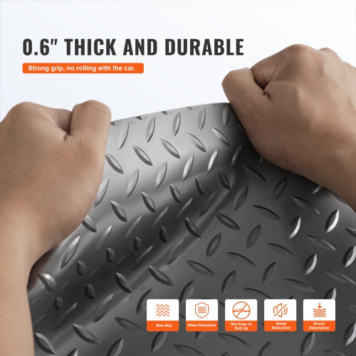 VEVOR Garage Floor Mat, 228.35 x 59.05 inch PVC Garage Flooring Roll, Non-slip Diamond Texture, 93.65 sq.ft Covering Space, Garage Mats for Under