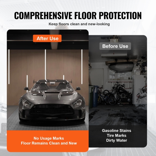 VEVOR Garage Floor Mat, 228.35 x 59.05 inch PVC Garage Flooring Roll, Non-slip Diamond Texture, 93.65 sq.ft Covering Space, Garage Mats for Under