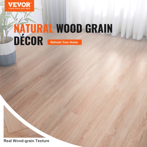 VEVOR 36 Tiles 2.5mm Thick Self Adhesive Vinyl Floor Tiles, 36 x 6 inch Peel & Stick, Natural Wood Grain DIY Flooring