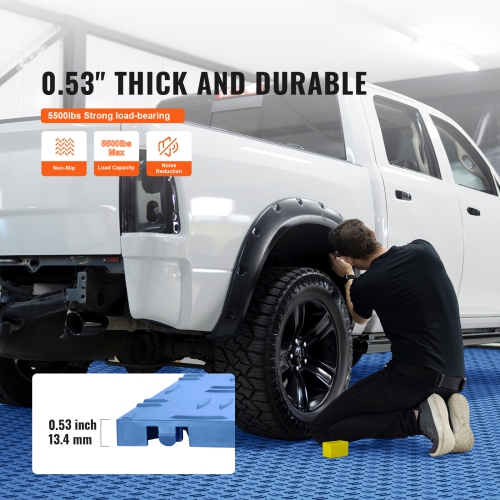 VEVOR 50 Pack Garage Tiles Interlocking, 12 x 12 x 0.53 inch Garage Floor Covering Tiles, Non-Slip Double-Sided Texture Garage Flooring Tiles, Blue