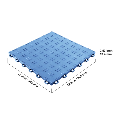 VEVOR 50 Pack Garage Tiles Interlocking, 12 x 12 x 0.53 inch Garage Floor Covering Tiles, Non-Slip Double-Sided Texture Garage Flooring Tiles, Blue