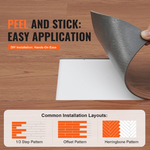 VEVOR 36 Tiles 2.5mm Thick Self Adhesive Vinyl Floor Tiles, 36 x 6 inch Peel & Stick, Deep Brown Wood Grain DIY Flooring