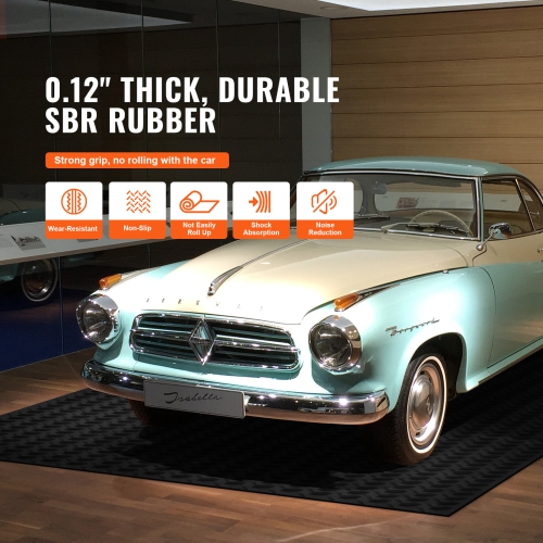 VEVOR Diamond-Plate Rubber Flooring Roll, 3 mm x 4 ft x 15 ft Garage Floor Mat, SBR Rubber Garage Flooring Roll, Easy to Clean, Diamond Plate Rubber