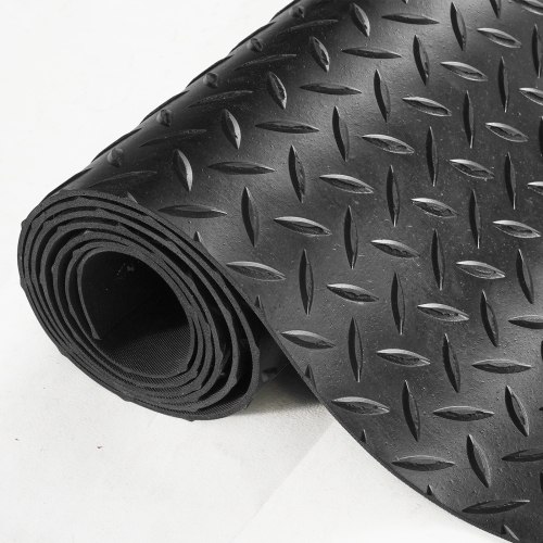 VEVOR Diamond-Plate Rubber Flooring Roll, 3 mm x 4 ft x 15 ft Garage Floor Mat, SBR Rubber Garage Flooring Roll, Easy to Clean, Diamond Plate Rubber