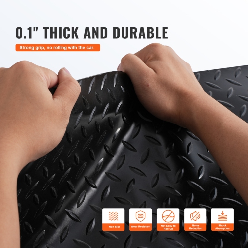 VEVOR Garage Floor Mat, 177.17 x 43.31 inch PVC Garage Flooring Roll, Non-slip Diamond Texture, 106.56 sq.ft Covering Space, Garage Mats for Under