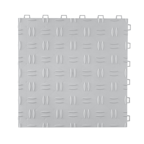 VEVOR 50 Pack Garage Tiles Interlocking, 12 x 12 x 0.53 inch Garage Floor Covering Tiles, Non-Slip Double-Sided Texture Garage Flooring Tiles, Silver