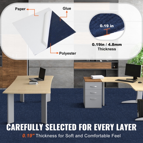 VEVOR 24" x 24" Squares Carpet Tiles Peel and Stick, Self Adhesive Carpet Floor Tile, Soft Padded Carpet Tiles, Easy Install DIY