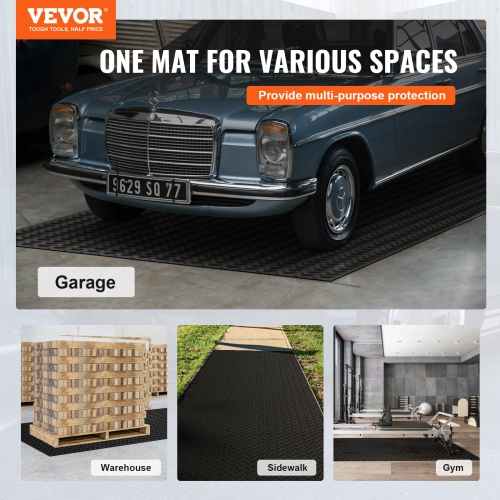 VEVOR Diamond-Plate Rubber Flooring Roll, 3 mm x 4 ft x 8 ft Garage Floor Mat, SBR Rubber Garage Flooring Roll, Easy to Clean, Diamond Plate Rubber