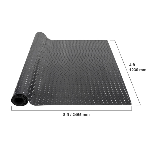 VEVOR Diamond-Plate Rubber Flooring Roll, 3 mm x 4 ft x 8 ft Garage Floor Mat, SBR Rubber Garage Flooring Roll, Easy to Clean, Diamond Plate Rubber