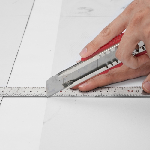 VEVOR 1.5mm Thick Self Adhesive Vinyl Floor Tiles, 390 x 23.6 inch Peel & Stick, White Marble Texture DIY Flooring