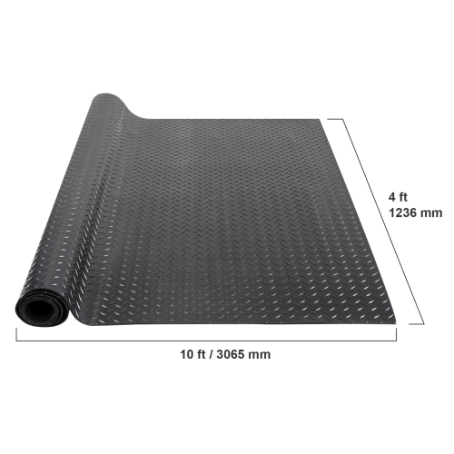 VEVOR Diamond-Plate Rubber Flooring Roll, 3 mm x 4 ft x 10 ft Garage Floor Mat, SBR Rubber Garage Flooring Roll, Easy to Clean, Diamond Plate Rubber