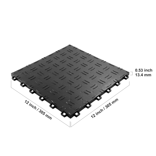 VEVOR 50 Pack Garage Tiles Interlocking, 12 x 12 x 0.53 inch Garage Floor Covering Tiles, Non-Slip Double-Sided Texture Garage Flooring Tiles, Black