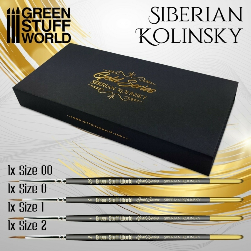 GREEN STUFF WORLD  Stuff World Gold Series Siberian Kolinsky Brush Set New