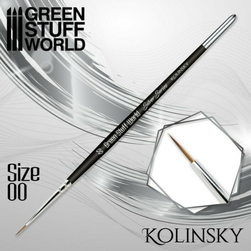 GREEN STUFF WORLD  Stuff World Silver Series Kolinsky Brush - Size 00 New