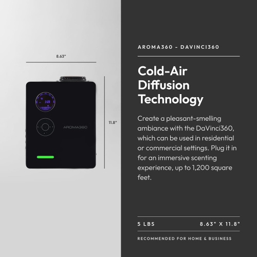 Diffuseur de parfum Aroma360 DaVinci360 Technologie d'atomisation avancée, minuterie programmable, verrou de parfum sécurisé, 1&nbsp;200&nbsp;pi²