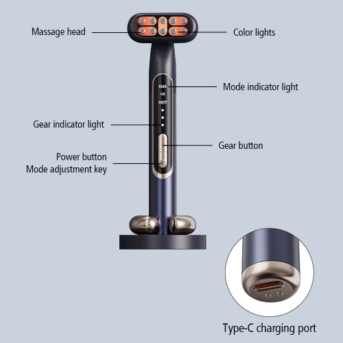 Eye Massage Wand 9 Led Light Therapy Eye Skincare EMS Microcurrent Eye Massage Stick With Hot Compress
