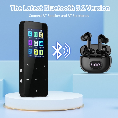 16G+128G Portable MP3 Player,Music Player with Bluetooth 5.2 HiFi Sound FM Radio Built-in HD Speaker Voice Recorder Mini MP3 Player for Sports Travel