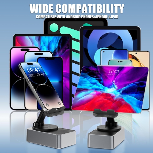Wireless Bluetooth Speaker,Cell Phone Stand with Bluetooth Speaker,HD Surround Sound & Led Color Light, Compatible with iPhone Android-Gray