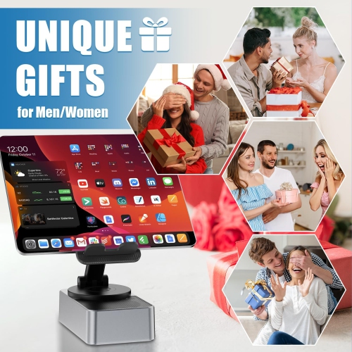 Wireless Bluetooth Speaker,Cell Phone Stand with Bluetooth Speaker,HD Surround Sound & Led Color Light, Compatible with iPhone Android-Gray