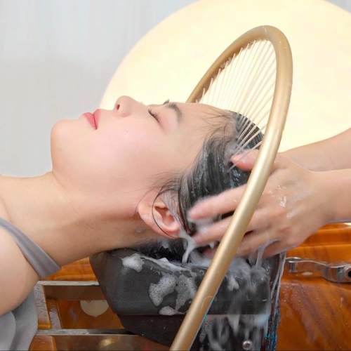 Modern U-Shaped Head Spa Equipment Shampoo Bowl Waterfall Hydrotherapy Adjustable Fits Most Shampoo Basin Bed Massage Salon Equipment