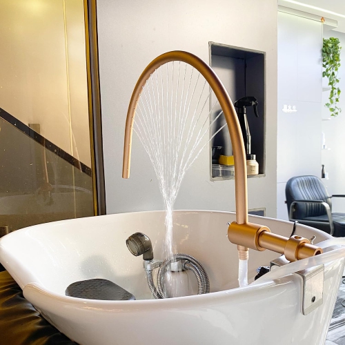 Modern U-Shaped Head Spa Equipment Shampoo Bowl Waterfall Hydrotherapy Adjustable Fits Most Shampoo Basin Bed Massage Salon Equipment