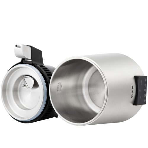 VEVOR 1.1Gal Water Distiller, 0.4Gal/H, Distilled Water Maker Machine 1750W 0-99H Timing Dual Temp Display, 304 Stainless Steel Countertop Distiller