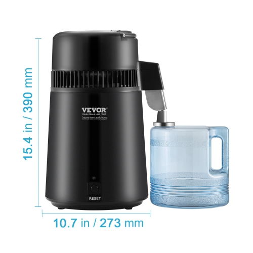 Distributeur d'eau VEVOR, filtre de purificateur d'eau pure de 1,05 gallons 4 L pour comptoir d'accueil, machine à eau distillée 750 W,