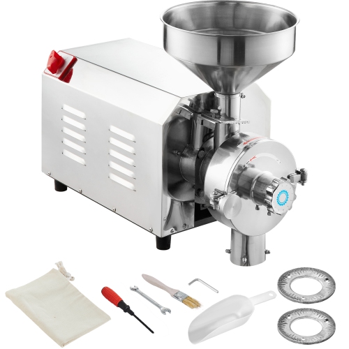 Broyeur commercial à grains de soja VEVOR pour moulin à maïs à épices 3000&nbsp;W 100 KG/H Broyeur à maïs en acier inoxydable Machine à fraiser à far