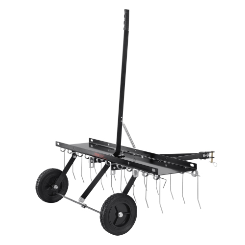 VEVOR Tow Behind Dethatcher, 40-inch Tow Dethatcher with 20 Spring Steel Tines, Lawn Dethatcher Rake for ATV or Mower, Tow Behind Lawn Rake with Lift