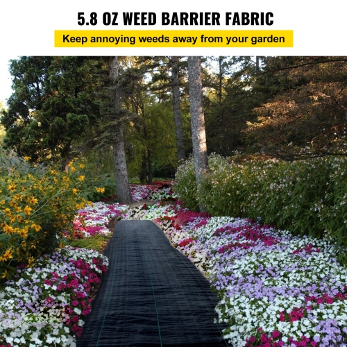 VEVOR Garden Weed Barrier Fabric, 5.8 OZ Heavy Duty Landscape Fabric, 4ft x 100ft Weed Block Control for Garden Ground Cover, Woven Geotextile Fabric