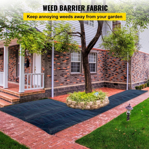 VEVOR 6.5FTx300FT Premium Weed Barrier Fabric Heavy Duty 3.2OZ, Woven Weed Control Fabric, High Permeability Good for Flower Bed, Geotextile Fabric