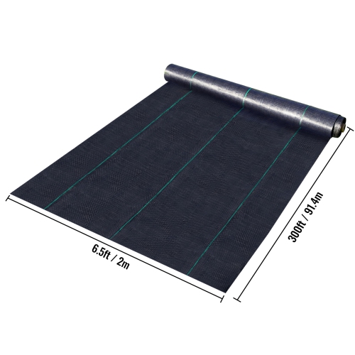 VEVOR 6.5FTx300FT Premium Weed Barrier Fabric Heavy Duty 3.2OZ, Woven Weed Control Fabric, High Permeability Good for Flower Bed, Geotextile Fabric