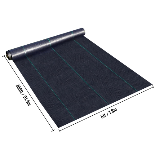 Tissu anti-mauvaises herbes VEVOR 6&nbsp;pi x 300&nbsp;pi – Tissu textile géo robuste – Couvre-sol tissé pour serre, jardin, barrière de jardin en