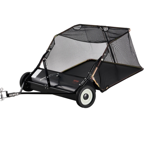 VEVOR 52-inch Lawn Sweeper Tow Behind, 26 cu.ft. Large Pull Behind Grass Sweeper, Heavy Duty Leaf & Grass Collector with Dumping Rope Design