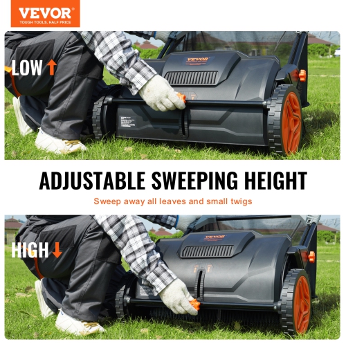 VEVOR Push Lawn Sweeper, 21inch Leaf & Grass Collector, Strong Plastic Wheels & Heavy Duty Thickened Steel Durable to Use with Large Capacity 3.5 cu.