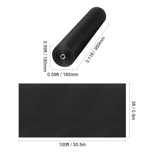 VEVOR Driveway Fabric, 3x100FT Non Woven Geotextile Fabric for Landscaping, Heavy Duty Garden Weed Barrier Fabric, 4OZ Landscape Fabric, French