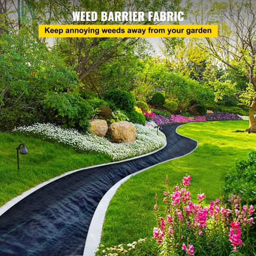 VEVOR Weed Barrier Landscape Fabric, 6 x 250 ft, 4.1 Oz Premium Woven Ground Cover, Heavy Duty PP Material & Easy Setup, Weed Control for Outdoor