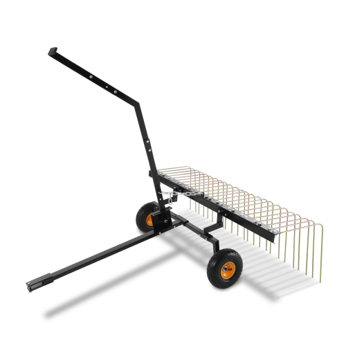 VEVOR Tow Behind Dethatcher, 60-inch Tow Dethatcher with 24 Steel Tines, Lawn Dethatcher Rake for ATV or Mower, Tow Behind Lawn Rake with Lift Handle