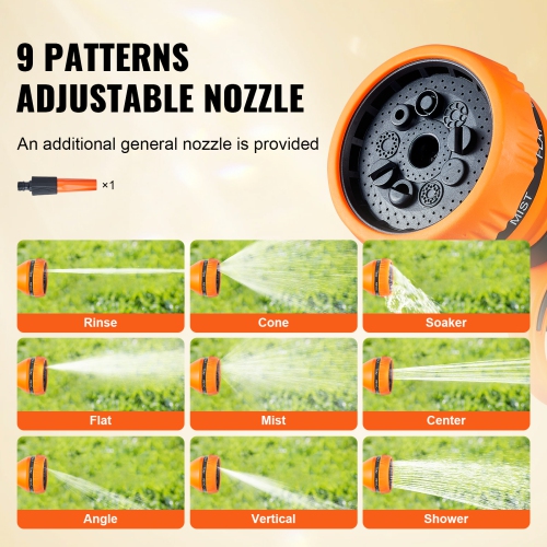 Dévidoir de tuyau rétractable VEVOR, 100&nbsp;pi x 1/2&nbsp;po, support mural pivotant à 180°, dévidoir de jardin avec buse à 9 réglages