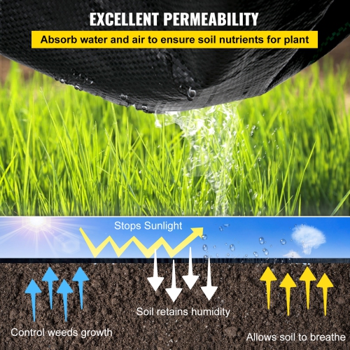 VEVOR Weed Barrier Landscape Fabric, 5 x 250 ft, 5 Oz Premium Woven Ground Cover Heavy Duty PP Material & Easy Setup, Single-Layer for Outdoor