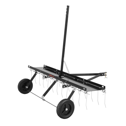 VEVOR Tow Behind Dethatcher, 48-inch Tow Dethatcher with 24 Spring Steel Tines, Lawn Dethatcher Rake for ATV or Mower, Tow Behind Lawn Rake with Lift