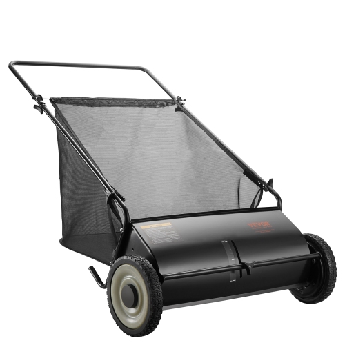VEVOR Push Lawn Sweeper, 26-inch Leaf & Grass Collector, Strong Rubber Wheels & Heavy Duty Thickened Steel, Durable to Use with Large Capacity 7 cu.
