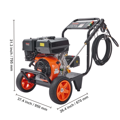VEVOR 4400 PSI 4.0 GPM Gas Pressure Washer, Gas Powered Pressure Washer with Copper Pump, Spray Gun and Extension Wand, 5 Quick Connect Nozzles